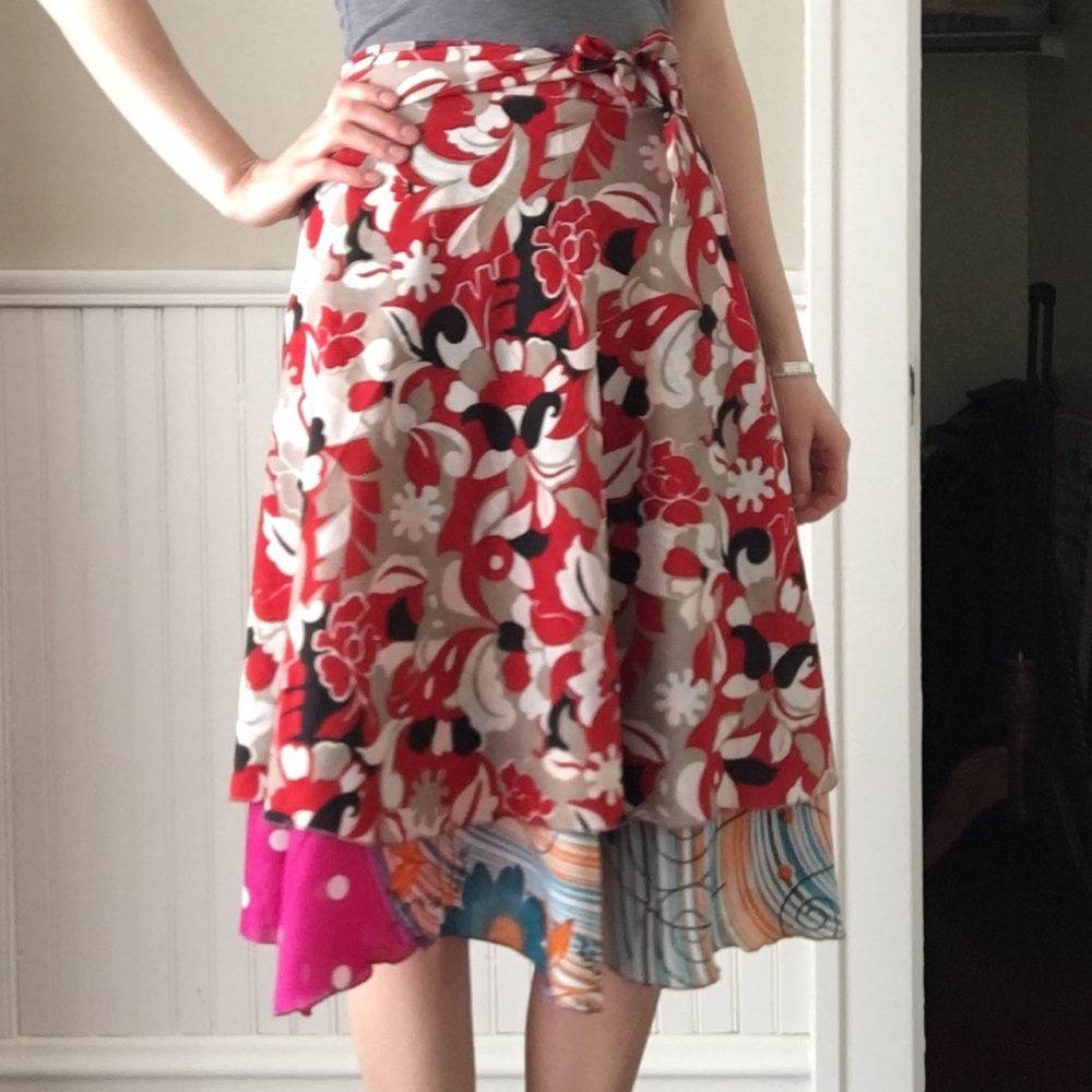 Reversible wrap skirt